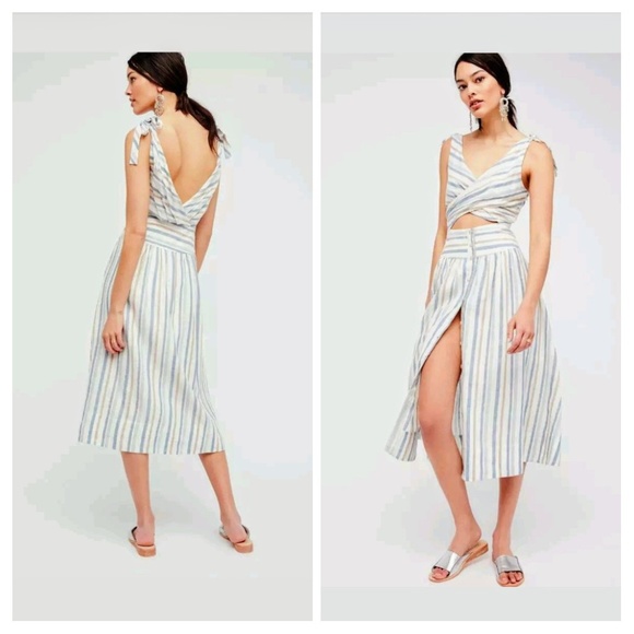 Free People Dresses & Skirts - Free people Kansas City Girl Striped Linen Dress